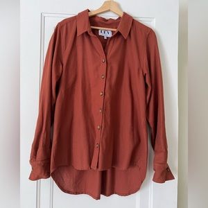 Lev Apparel Rust Orange Ethically Made Button Down Shirt Women’s L